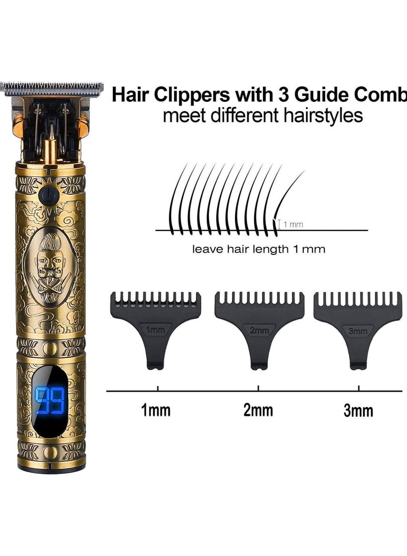 ماكينة قص الشعر للرجال، ماكينة قص الشعر واللحية الاحترافية لحلاقة الشعر، ماكينة قص الشعر القابلة لإعادة الشحن عبر USB من Gold Knight للاستخدام المنزلي، ماكينة قص الشعر اللاسلكية كهدية (ذهبي) - Image 5