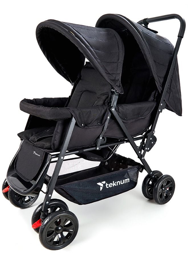 TEKNUM Double Baby Stroller with Hooks - Black - Image 1