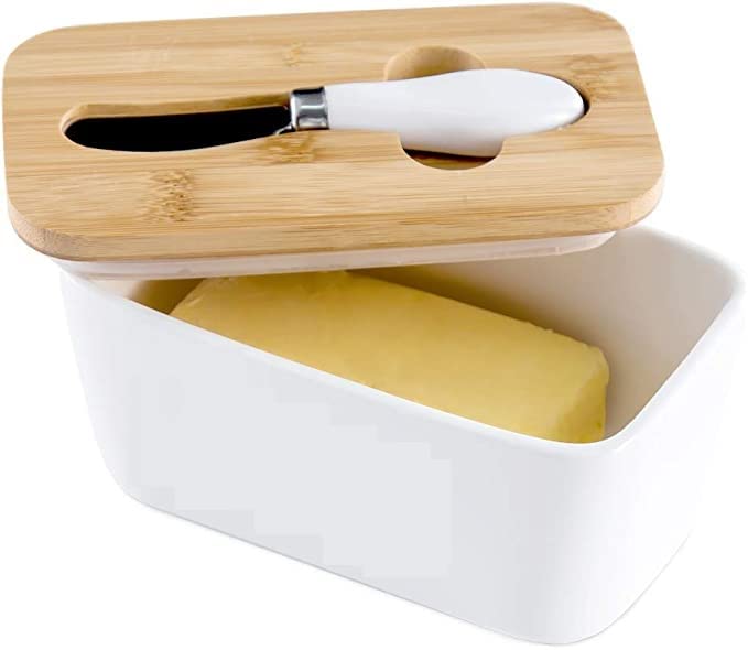 SEASPIRIT Large Butter DishCeramic Butter Dish with lid and Knife Butter Keeper Double Silicone Seals Easy Clean Butter Dishes with Covers - Image 5
