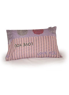 snooze Flat Bed Sheet set 2pcs, 180*230 cm+ Free Pillowcase, Purple Love stares design  - Image 2