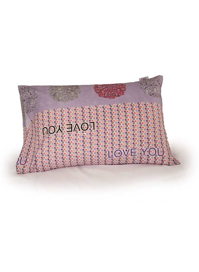 snooze Flat Bed Sheet set 2pcs, 180*230 cm+ Free Pillowcase, Purple Love stares design  - Image 2