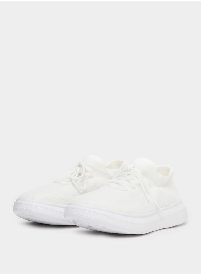 Styli Textured Lace Up Platform Sole Sneakers  - Image 2