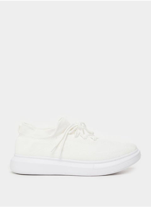 Textured Lace Up Platform Sole Sneakers