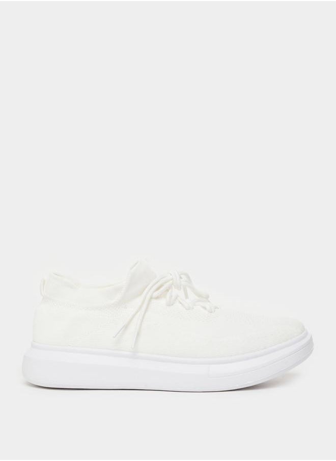 Styli Textured Lace Up Platform Sole Sneakers  - Image 1