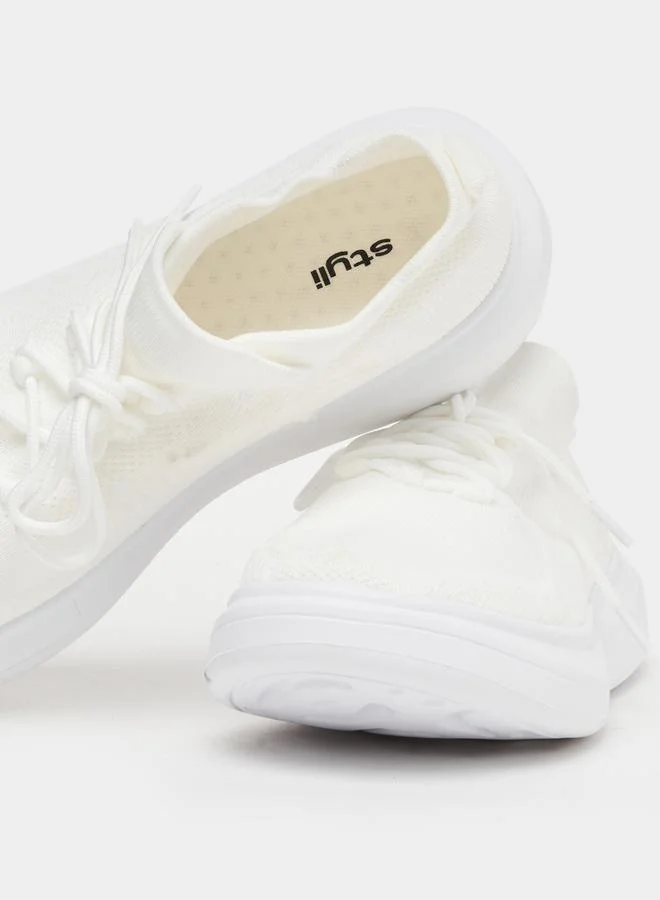 Styli Textured Lace Up Platform Sole Sneakers