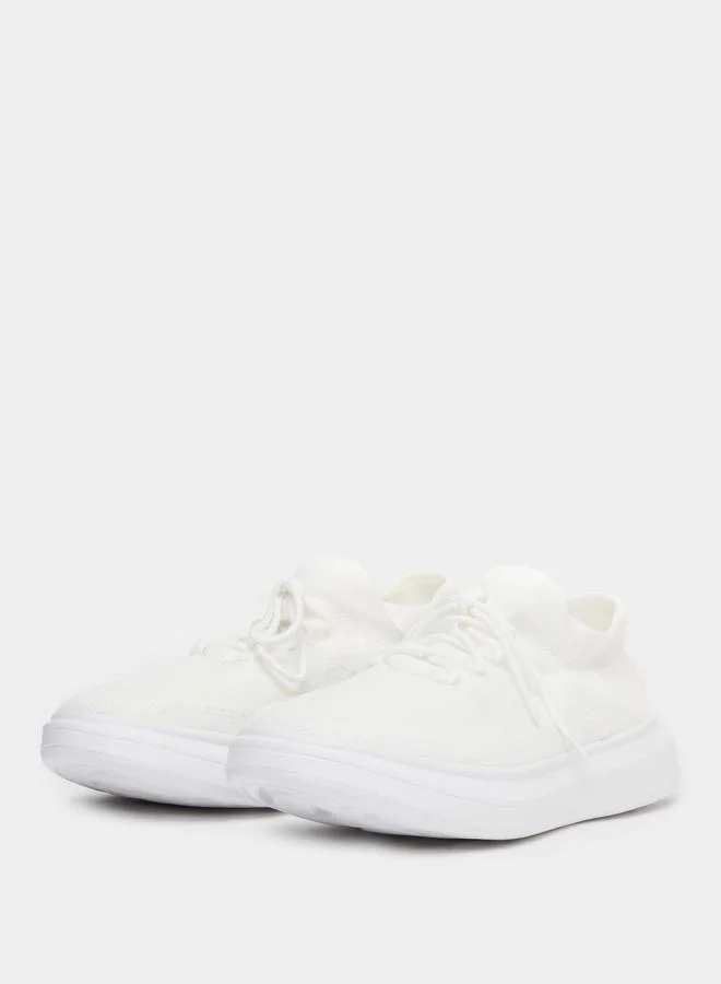 Styli Active Textured Lace Up Platform Sole Sneakers