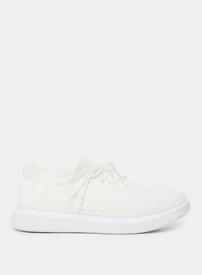 Styli Active Textured Lace Up Platform Sole Sneakers