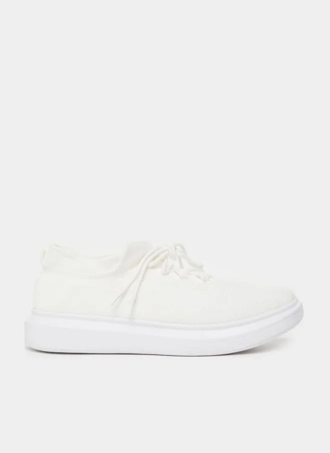 Styli Active Textured Lace Up Platform Sole Sneakers