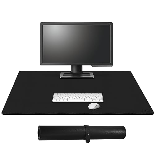 Cacoy 36 x 20 Leather Desk Mat for Home Office Extra Large PU Leather Desk Pad Blotters Waterproof Computer Keyboard Mat Extended Gaming Mouse Pad Desk Protector for Desktop and PC Laptop Black - Image 1