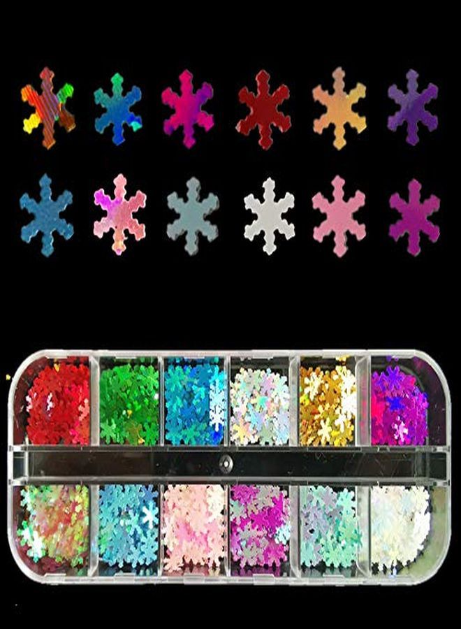 Tvoip 24 Style Colors Nail Flakes Christmas Snowflake Xmas Tree Starlights Holo Nail Glitters Sequins Nails Decoration Paillette Manicure Accessory - Image 2