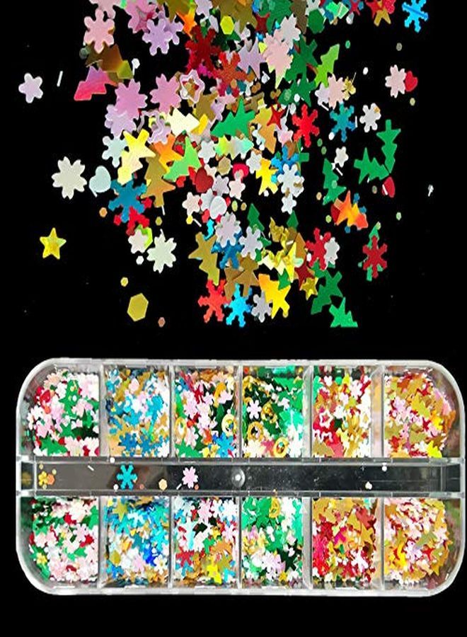 Tvoip 24 Style Colors Nail Flakes Christmas Snowflake Xmas Tree Starlights Holo Nail Glitters Sequins Nails Decoration Paillette Manicure Accessory - Image 3