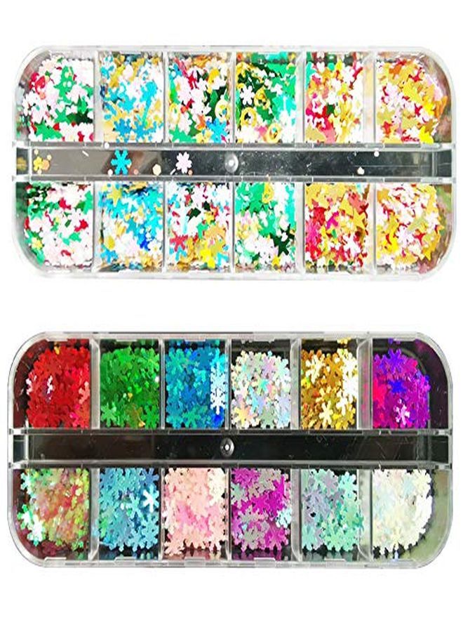 Tvoip 24 Style Colors Nail Flakes Christmas Snowflake Xmas Tree Starlights Holo Nail Glitters Sequins Nails Decoration Paillette Manicure Accessory - Image 1