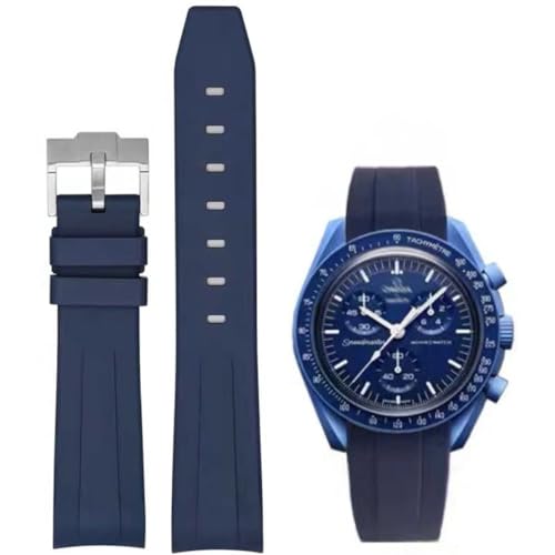 Danxancy Bands for Moonswatch Watch,Curved End Rubber Watch Strap Compatible with Omega Swatch Moonswatch Speedmaster Planet Series Replacement Band for Men Women - Image 1