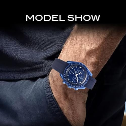 Danxancy Bands for Moonswatch Watch,Curved End Rubber Watch Strap Compatible with Omega Swatch Moonswatch Speedmaster Planet Series Replacement Band for Men Women - Image 4