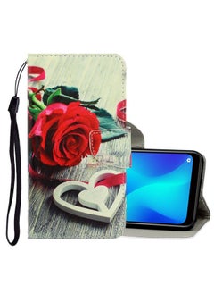 HuHa Case Cover For Realme 5 / 5i / 6i 3D Colored Drawing Horizontal Flip PU Leather Case with Holder & Card Slots & Wallet Red Rose 