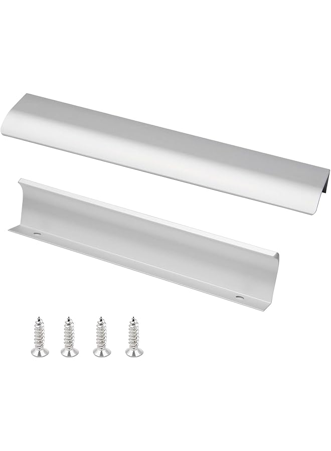 The Bros 10 عبوة مقابض سحب حافة الأصابع الحديثة لأدراج الأثاث، مقابض خفية لخزائن المطبخ، فضي 120 مم - Image 1