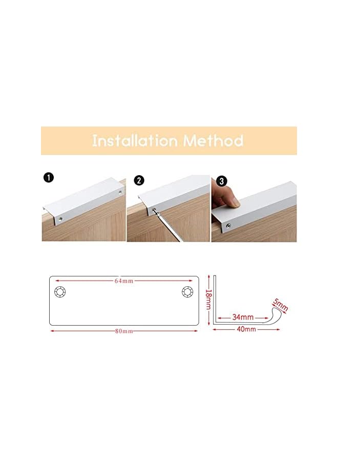 The Bros 10 عبوة مقابض سحب حافة الأصابع الحديثة لأدراج الأثاث، مقابض خفية لخزائن المطبخ، فضي 120 مم - Image 3