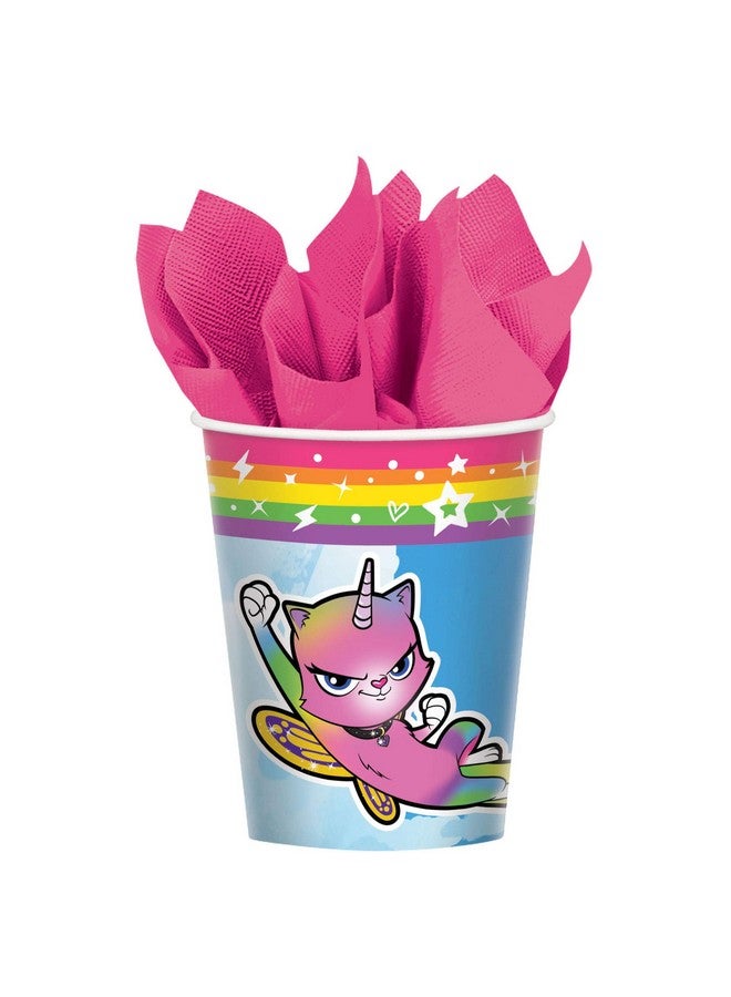 Amscan Rainbow Butterfly Unicorn Kitty Disposable Paper Cups 9 Oz. 8 Pcs Multicolored One Size - Image 2