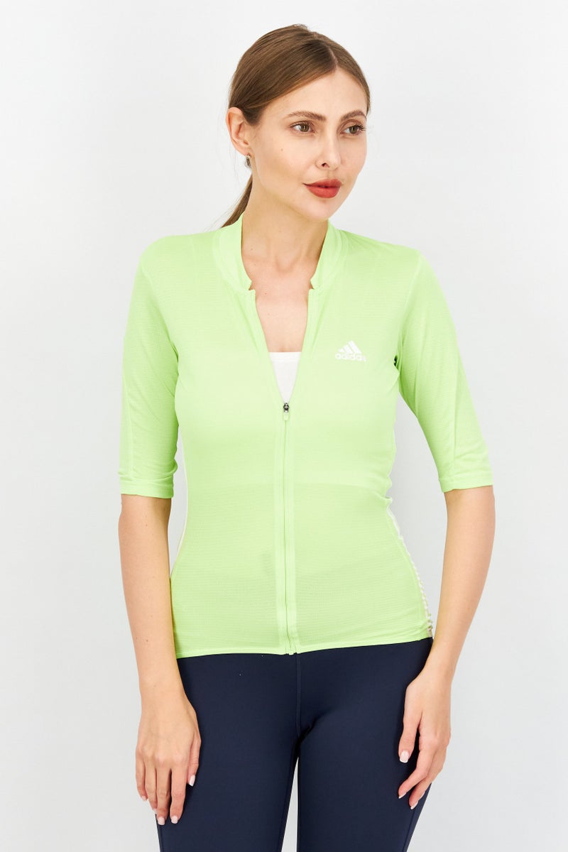 Adidas Women  Sports Fit Cycling Jersey Top, Lime Green - Image 1