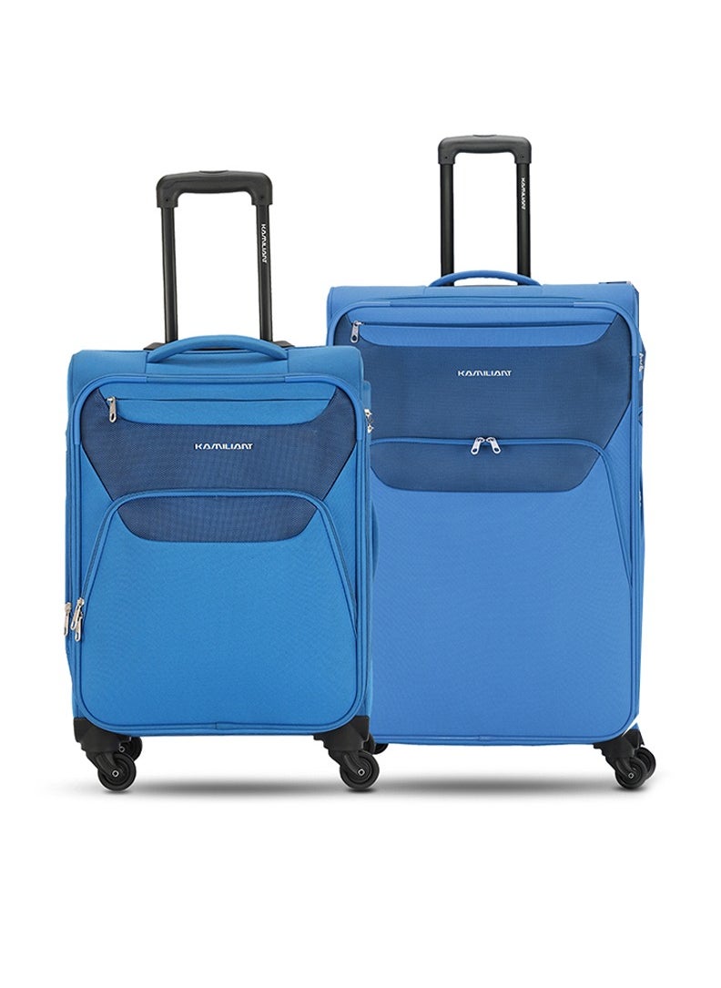KAMILIANT - BALI Luggage, 2pc Set, Soft  Spinner, Medium + Carry-on, Combination Locks, Blue - Image 1