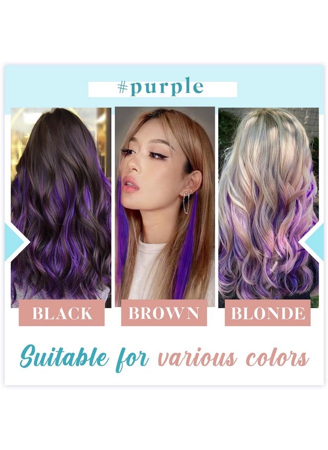 RUNATURE Unature Purple Tape In Hair Extensions Human Hair For Women 12 Inch Short Glue In Hair Extensions Remy Hair Purple Invisible Double Sided Pu Tape In Colored Hair Extensions Remy Hair 10Pcs 20G  - Image 4