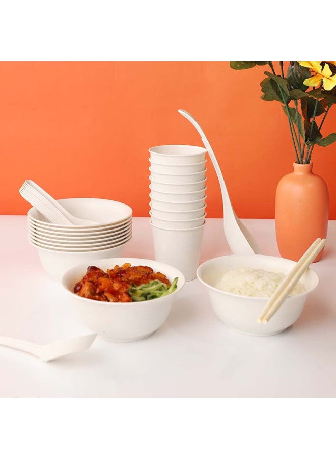 Mengting Disposable Tableware Set For Picnic And Camping: Plates, Bowls, Chopsticks, Cups, Spoons, And Tablecloth For 10 People - Image 5