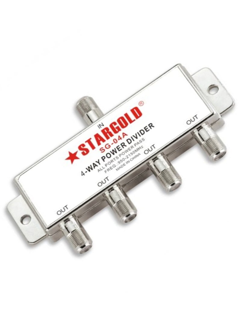 Stargold 4 Way Power Divider for Satellite Signal Distribution with All Ports Power Pass - Image 2