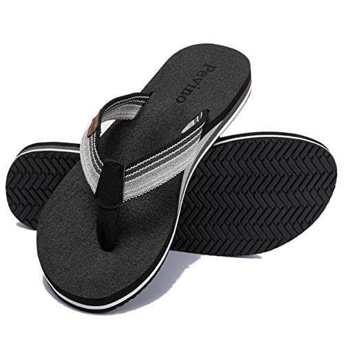 Pevino Women's Orthotic Flip Flops with Soft Waterproof Platform and Anti-Slip Sole,Casual Thong Sandals for Women,Comfortable Beach Sandals with Arch Support for Girl Ladies Black Size 7 - Image 1