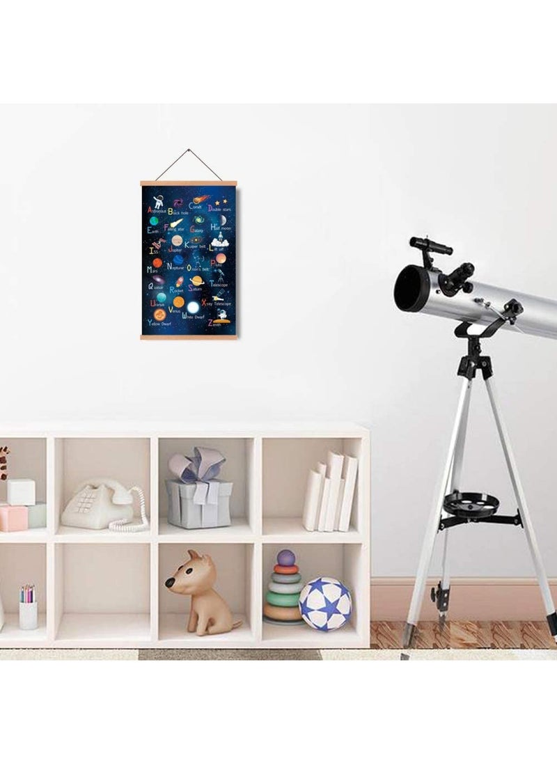 BPA - Outer Space Room Decor With Wood Magnetic Poster Hanger Framed ABC Alphabet Space Posters 28X45CM Space Galaxy Themed Pictures For Boys Room Kids Space Room Nursery Classroom Decor - Image 1