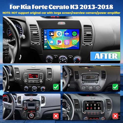 Roinvou [8 Core 6G+128G] for KIA Cerato K3 Forte 2013-2018 Android Radio with Wireless Carplay Android Auto, 9 Inch IPS Touch Screen Car Stereo, Bluetooth 5.0, 32 EQ, GPS, WiFi, 59UI, SWC - Image 2