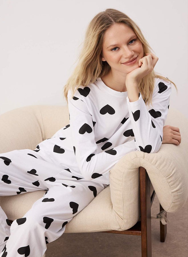 trendyol 100% Cotton Heart Tshirt-Jogger Knitted Pajamas Set THMAW21PT0566 - Image 2