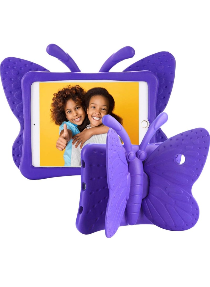 ELTRAZONE iPad Case for Kids, iPad 9.7 inch Case, Light Weight Shockproof EVA Foam Protective Tablet Stand Cover Holder for Apple iPad Air/Air 2 iPad 9.7 2017/2018 Cute Butterfly (PURPLE) - Image 1