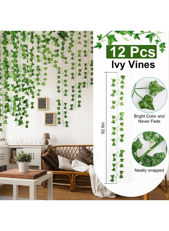 DECGOL 12 Pack 90 FT Artificial Ivy Garland, Fake Ivy Leaf Plants Vine Greenery Garland Home Kitchen Balcony Garden Office Wedding Wall Decor - Image 2