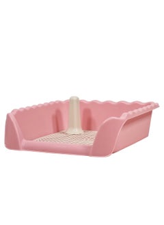 MAJIBAO Dog training tray with Pee post, High fence, and Removable grid design, Dog potty trainer for small indoor dogs, Detachable and Easy to clean dog toilet tray 37 cm (Pink)  - Image 1