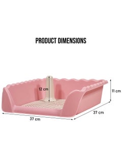 MAJIBAO Dog training tray with Pee post, High fence, and Removable grid design, Dog potty trainer for small indoor dogs, Detachable and Easy to clean dog toilet tray 37 cm (Pink)  - Image 2