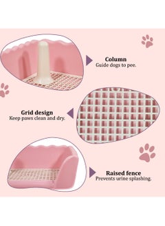 MAJIBAO Dog training tray with Pee post, High fence, and Removable grid design, Dog potty trainer for small indoor dogs, Detachable and Easy to clean dog toilet tray 37 cm (Pink)  - Image 4