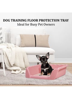 MAJIBAO Dog training tray with Pee post, High fence, and Removable grid design, Dog potty trainer for small indoor dogs, Detachable and Easy to clean dog toilet tray 37 cm (Pink)  - Image 5