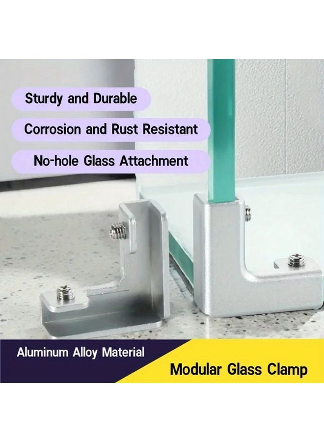 Aluminum L Shaped Glass Clamp Corrosion Resistant No Hole Attachment 8 10mm Glass - Image 2