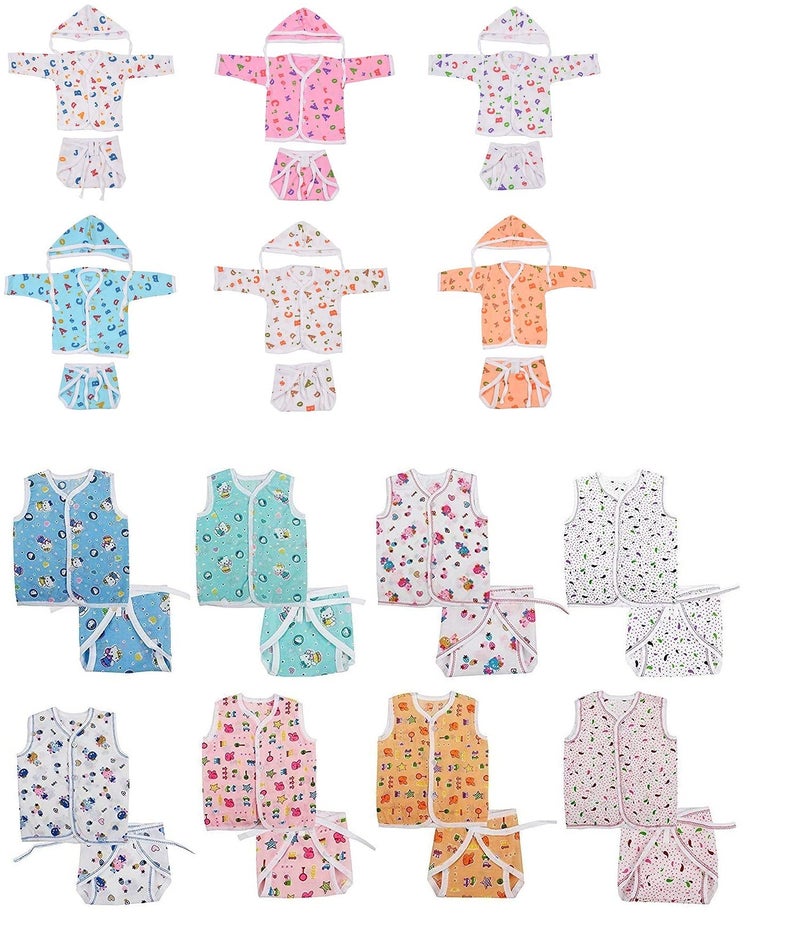 Toddylon New Born Baby Clothes Baby Boys & Girls Clothings Sets | Jhabla Set | Sando Vest | Front Open T-Shirt | Casual | Regular Fit | Sleepwear | Gift Combo (Multicolor, 0-6 Months) - Image 5