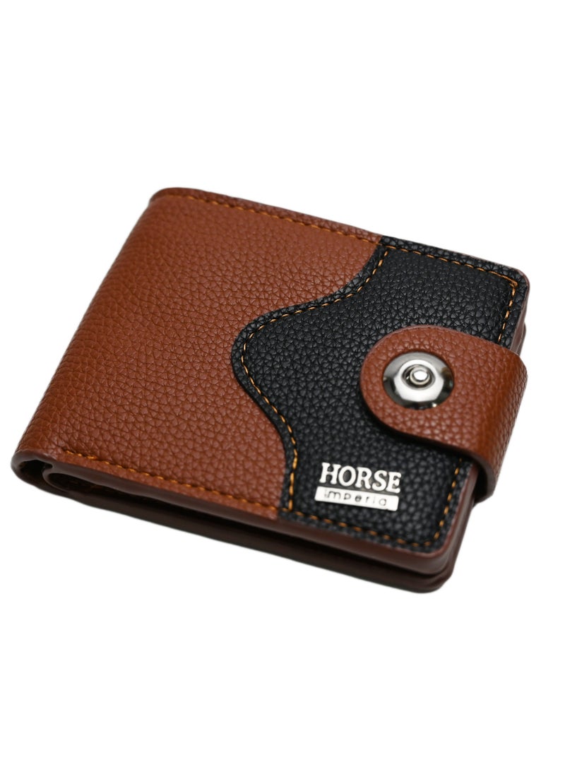 Horse - Men's Bifold Wallet in Genuine Leather, Ensuring Enhanced Security and Durability with a Single Buckle Closure, Magnetic Clip Point, and Internal Card Slots - Image 1