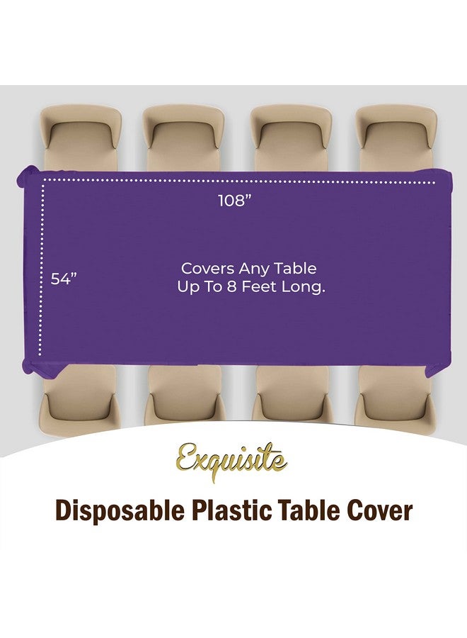Exquisite Party Solids 12-Pack Premium Plastic Tablecloth 54in. x 108in. Rectangle Table Cover - Purple - Image 4