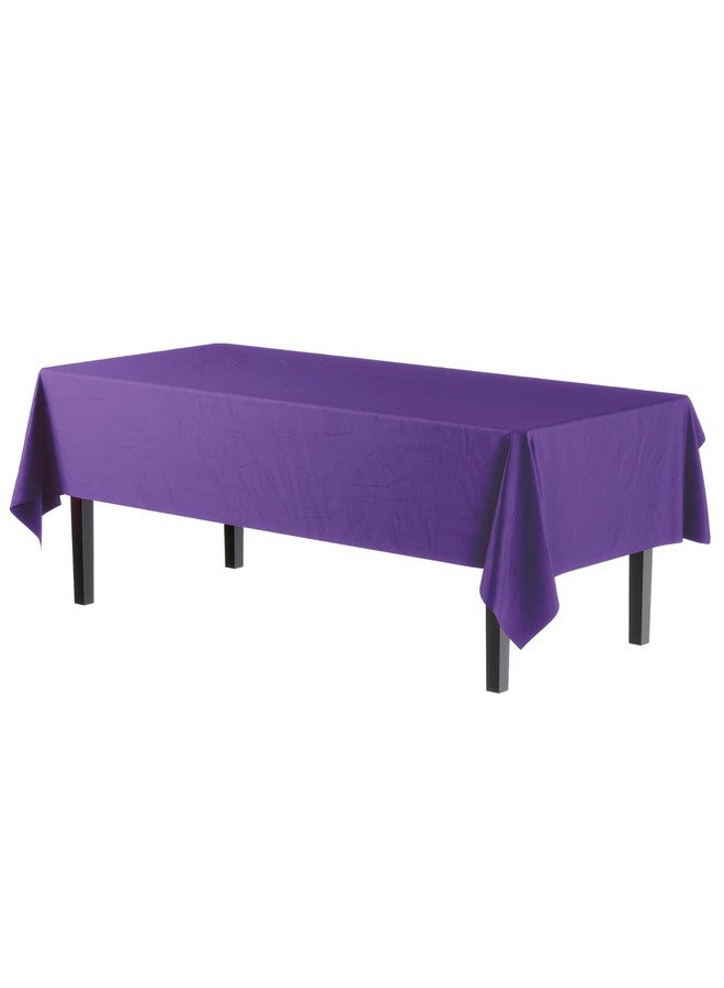 Exquisite Party Solids 12-Pack Premium Plastic Tablecloth 54in. x 108in. Rectangle Table Cover - Purple - Image 2