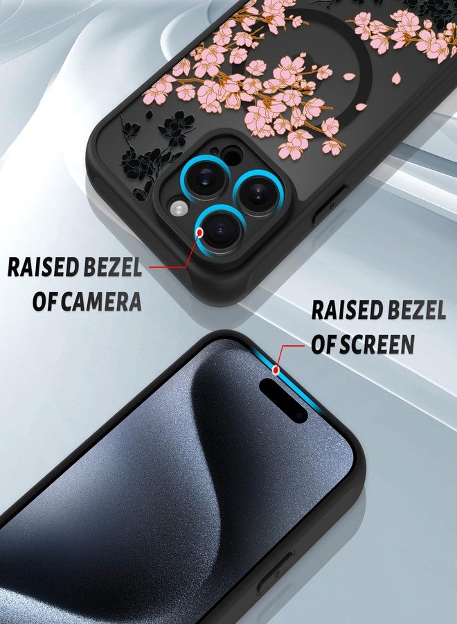 OOK Case for iPhone 15 Pro Max 6.7 Inch (Compatible with MagSafe) Floral Flowers Design Translucent Phone Cover Soft TPU + Hard PC Anti-Scratch Shockproof Magnetic Cute Case for Women - Pink - Image 3