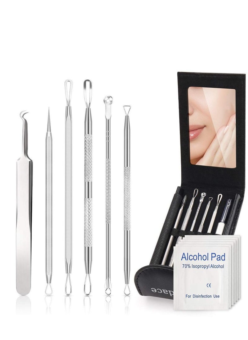 SYOSI Pimple Popper Tool Kit Stocking Stuffers Blackhead Remover Kit 6 Pcs Ingrown Hair Removal Kit White Heads Removers Pore Extraction Tool Facial Skin Acne Zit Tools  - Image 1