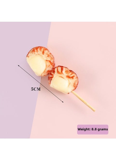 PVC Simulation Food Keychain Fun Squid Whisker Gluten Corn Barbecue String Toy Funny Food Play Model-Color:Scallops-model