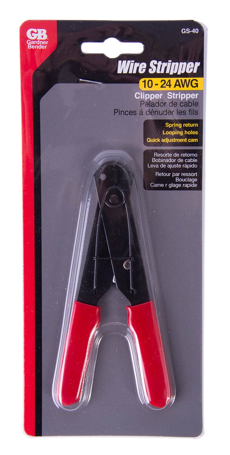 Gardner Bender GS-40 Wire Stripper with Spring, 24-10 AWG , Red - Image 2