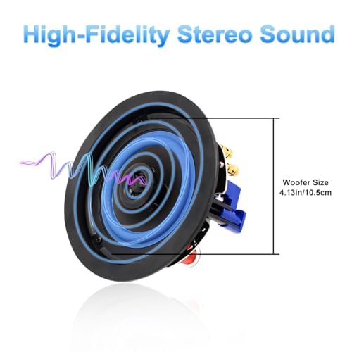 Herdio Bluetooth Ceiling Speakers Wired 4 Inches 2-Way with 4 Channel Amplifier Receiver for Home Theater Living Room Office(4 Speakers) - Image 2
