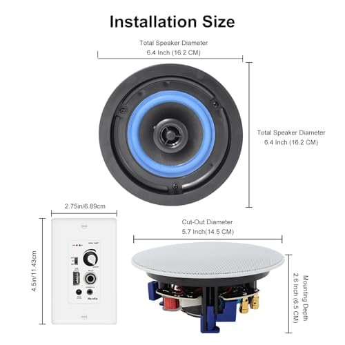 Herdio Bluetooth Ceiling Speakers Wired 4 Inches 2-Way with 4 Channel Amplifier Receiver for Home Theater Living Room Office(4 Speakers) - Image 4