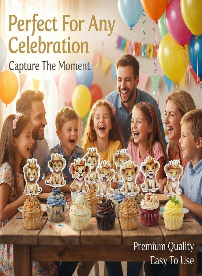 Veagins 36 Pcs Lions Cupcake Toppers, Jungle Safari Theme Cake Decorations for Birthday Party, Baby Shower Supplies, Wild One Celebration Party Decor - Image 5