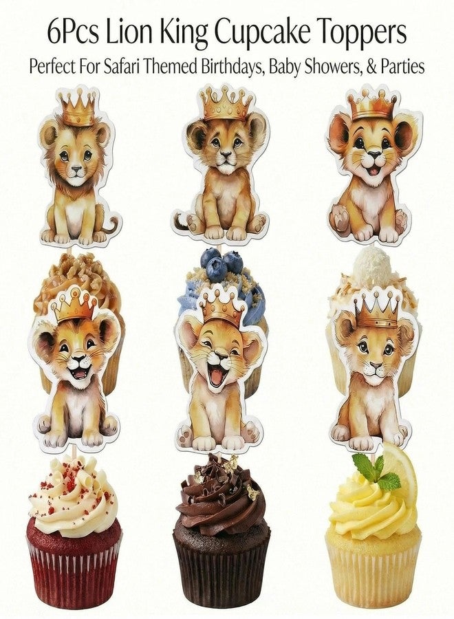 Veagins 36 Pcs Lions Cupcake Toppers, Jungle Safari Theme Cake Decorations for Birthday Party, Baby Shower Supplies, Wild One Celebration Party Decor - Image 3